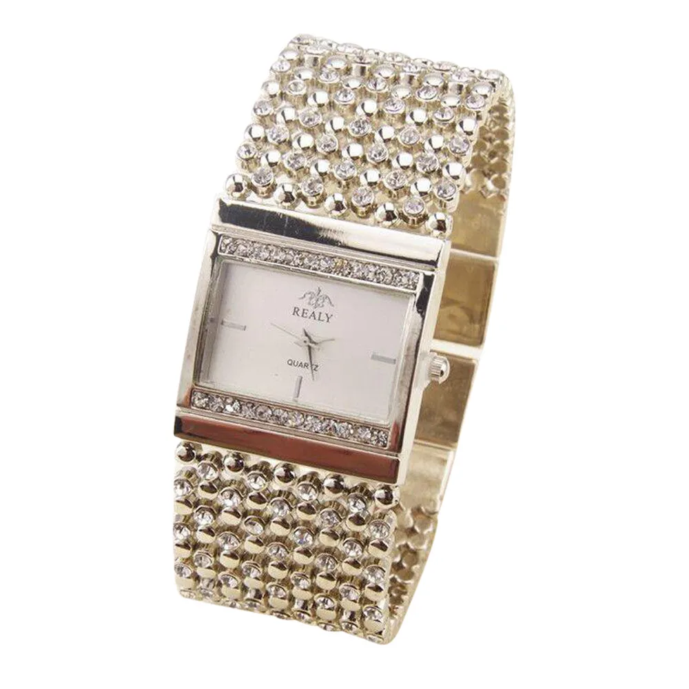 Женские часы браслет кварцевые модные женские из нержавеющей стали стразы