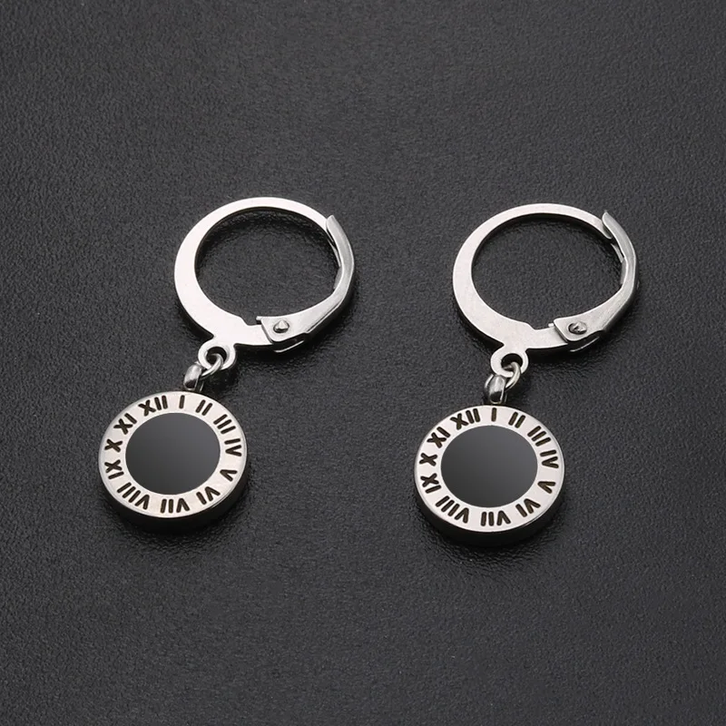 Гравировка римские цифры нержавеющая сталь висячие серьги для женщин мужчин