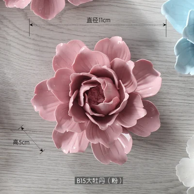 penoy pink L Peony Cherry blossoms decorative wall flower dishes ceramic decorative plates handicraft porcelain flowers craft home decoration - Цвет: penoy pink L