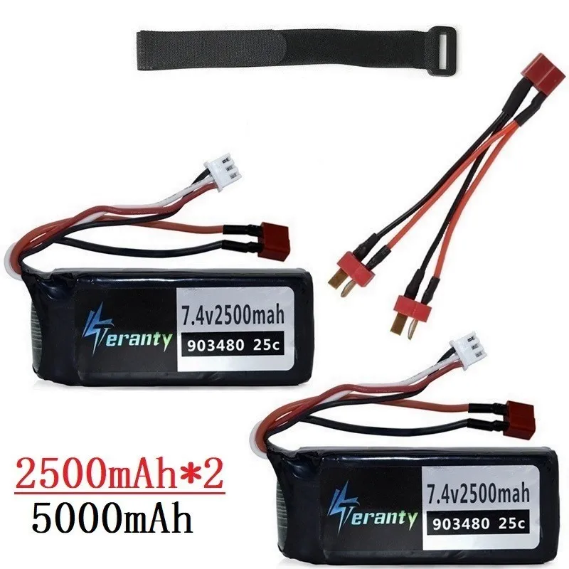 Зеленый Обновленная 4000mAh 5000MAH 7,4 v lipo батарея для Wltoys 12428 12423 RC автомобилей запасные части 7,4 V 2500mah батарея/1500 mah батарея 903480 - Цвет: Зеленый