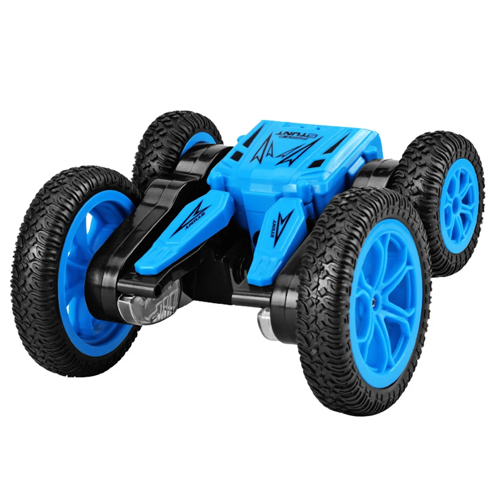 Радиоуправляемый автомобиль высокоскоростной 3D флип-пульт дистанционного управления автомобиль Дрифт на батарейках двухсторонний трюк машина машинки на радиоуправлении подарок для мальчиков - Цвет: Синий