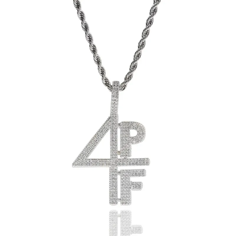Iced Out Letters Pendant Necklace New Arrival AAA Zircon 2 Colors Men's Charms 4PF Fashion Hip Hop Jewelry | Украшения и