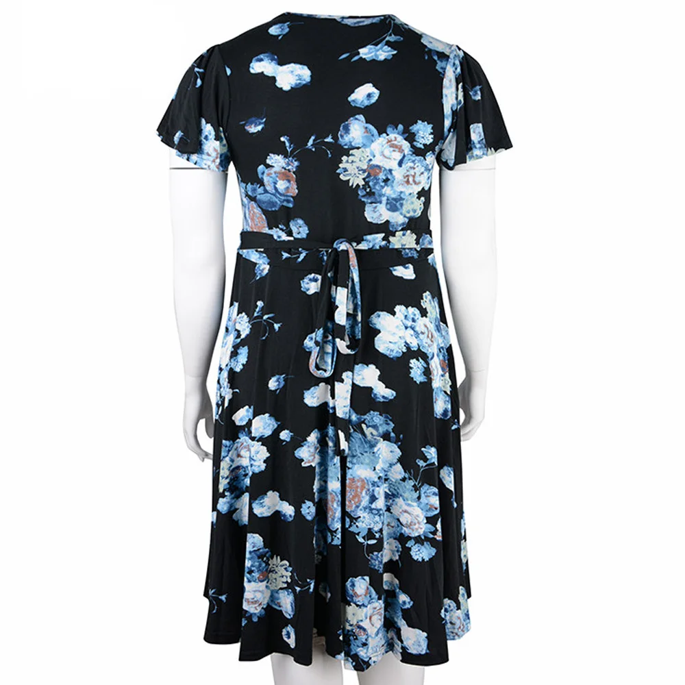 Женское винтажное платье Kenancy с коротким рукавом и цветочным принтом большие