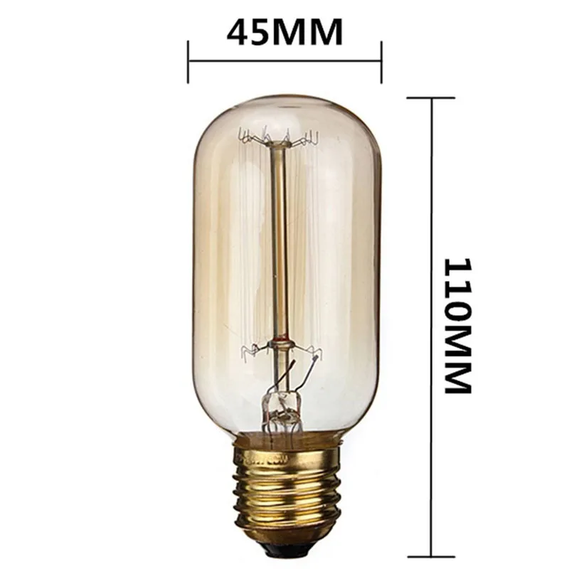 Новый T45 Ретро Винтаж Эдисон лампы 110V/220V 60W E27 накаливания прямой арт Edison