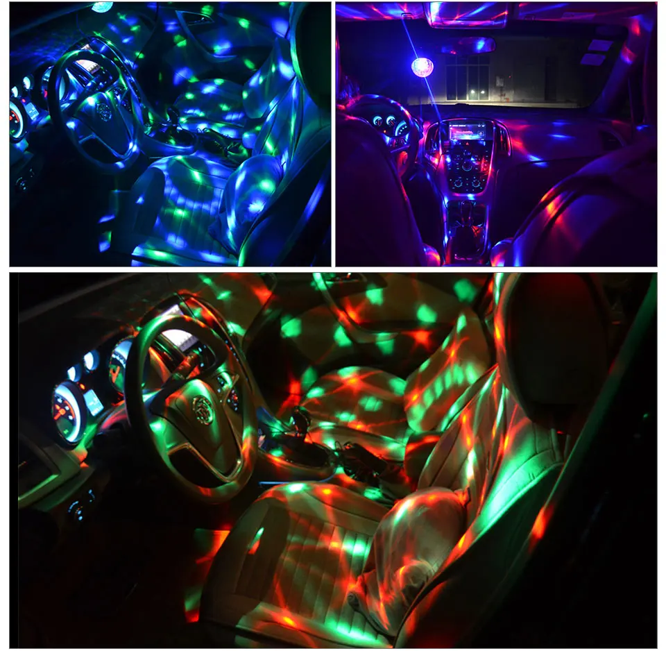 ATcomm светодиодный RGB автомобильный Хрустальный Магический вращающийся шар сценический светильник s USB 5 в красочные Авто Декоративные вечерние ИК-пульт дистанционного управления музыкальный светильник