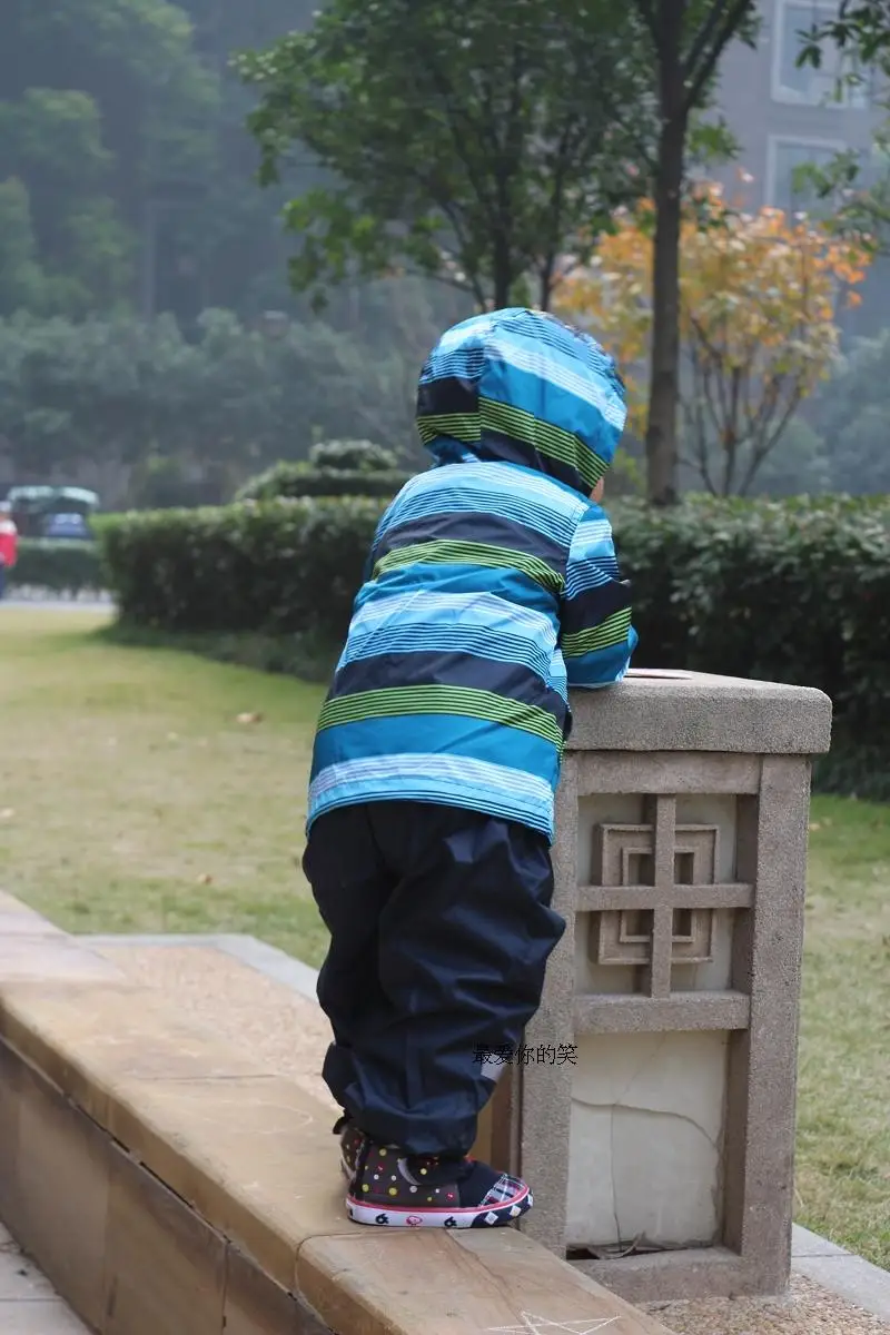 children/kids/toddler/baby boys jacket baby blue striped windproof/waterproof w cotton lining |