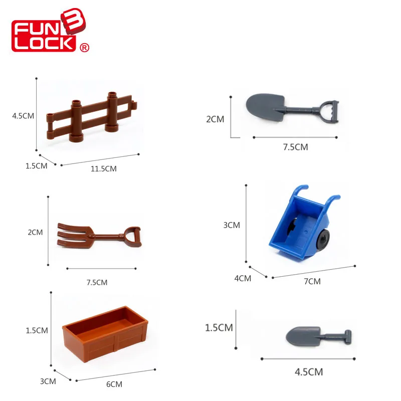 6 шт./компл. Funlock Duplo забавные сельскохозяйственные инструменты блочные игрушки