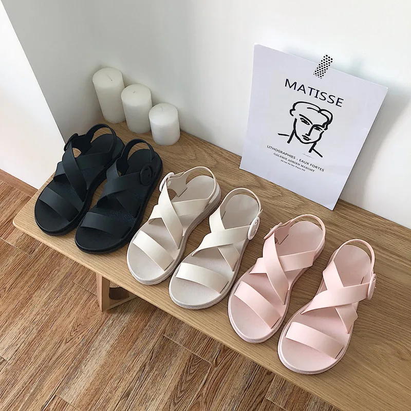 Черные женские сандалии в Корейском стиле Ins модные повседневные спортивные