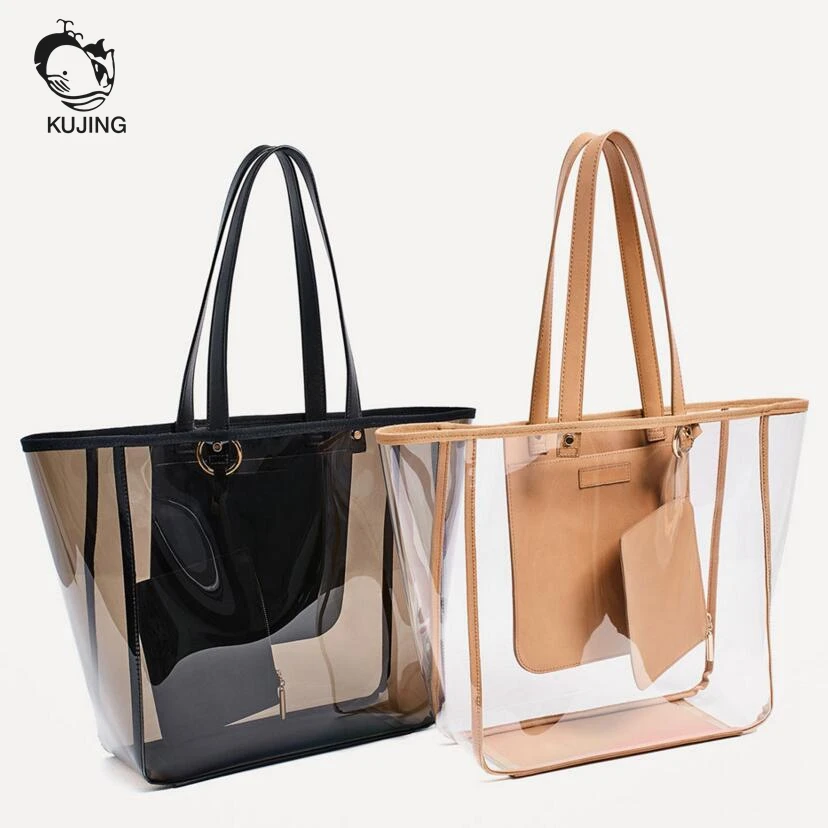KUJING брендовая модная сумочка прозрачная Женская Ручная сумка для покупок