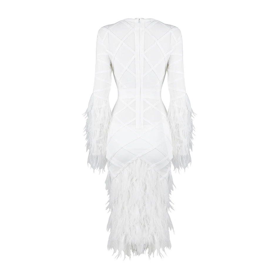 2017 новое женское Брендовое сексуальное Белое Бандажное платье с круглым вырезом