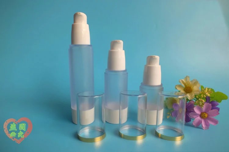 50ml plastic frosted airless bottle gold line lid for serum/lotion/emulsion/liquid foundation/eye essence/skin care packing | Красота и