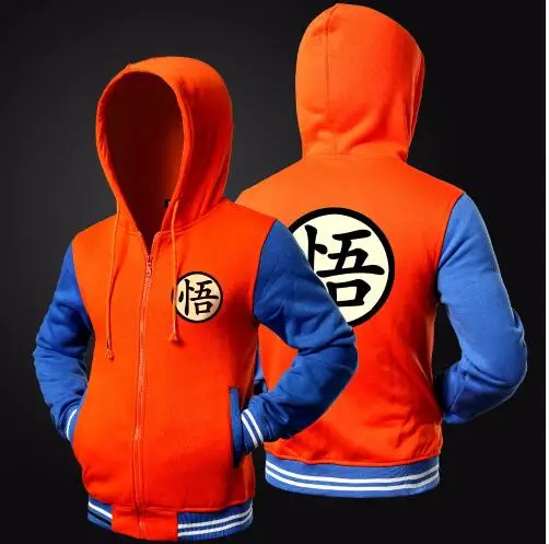 Тренд японского аниме Dragon Ball Гоку Varsity куртка с капюшоном Весна повседневное молния толстовка с капюшоном - Color: wu