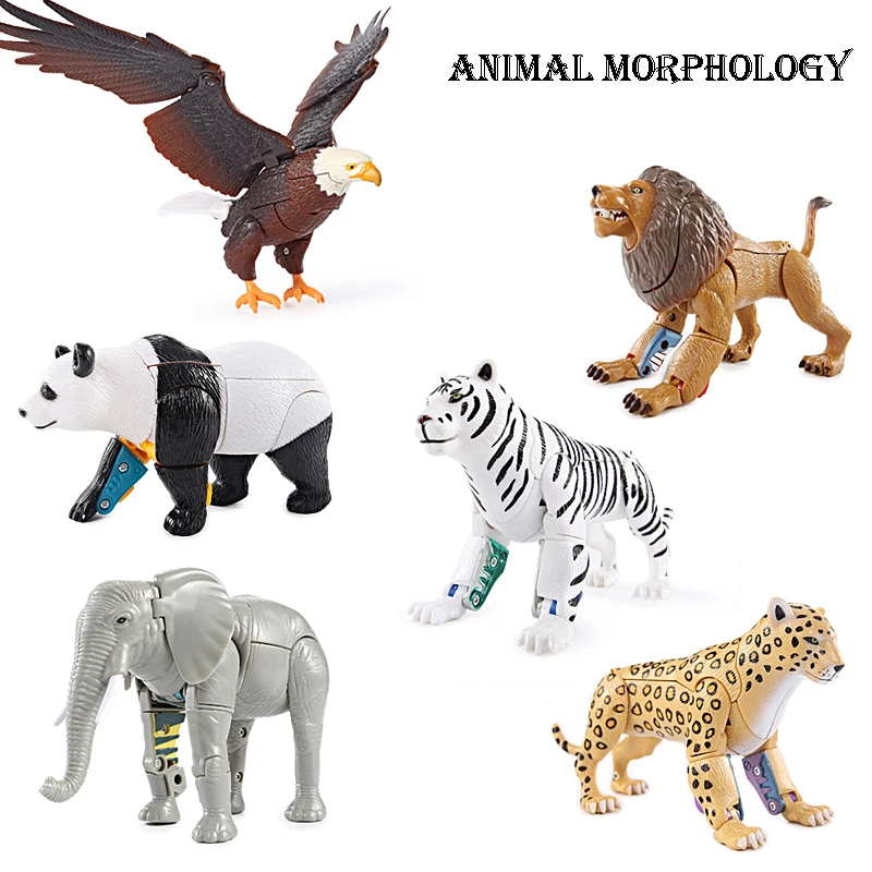 

3C Certification Transformation Robot Zoo Tiger Lion Panda Action Figure Children's Educational Deformation Robot Toys Gift