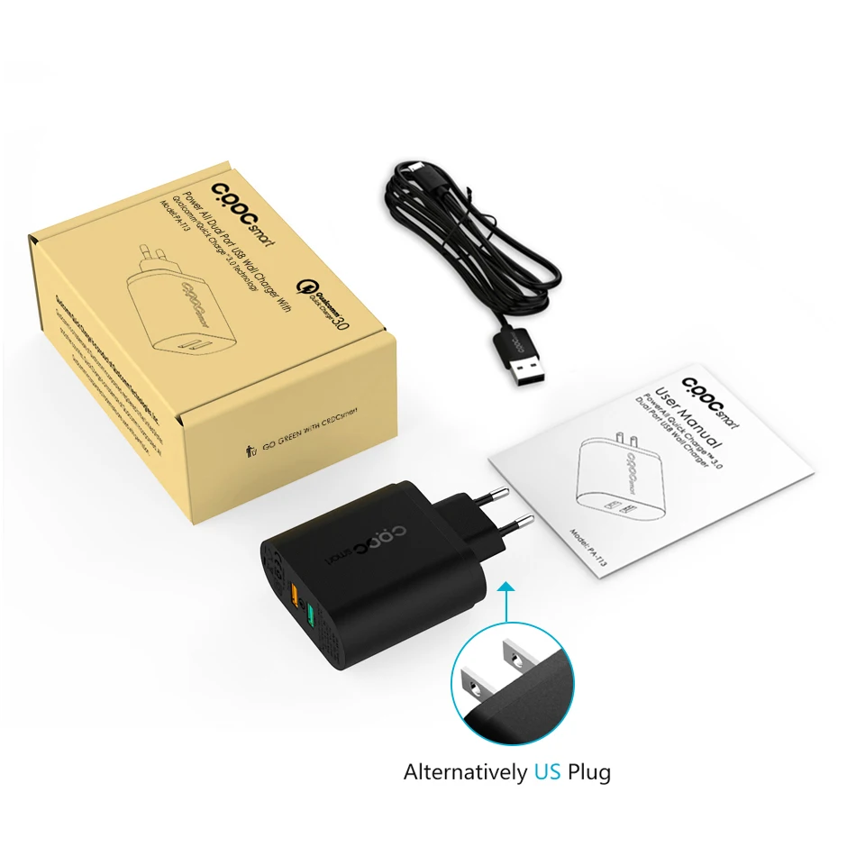 CRDC Smart Qualcomm QC 3.0 Quick Charger 34.5W 9V 12V 2 Ports Usb Wall for Samsung S7 Note5 LG G5 iPhone Xiaomi | Мобильные телефоны