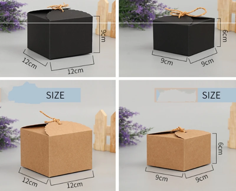 100 шт./лот черно коричневые картонные коробки из крафт бумаги для выпечки