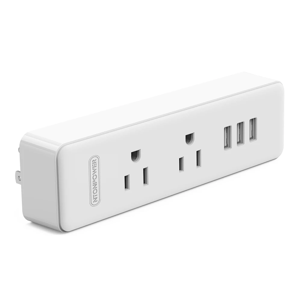 NTON power MNC, настенная USB розетка, стандарт США, электрическая вилка, 3 розетки переменного тока, 3 USB Смарт-порта для зарядки с держателем для телефона - Цвет: 2AC 3USB