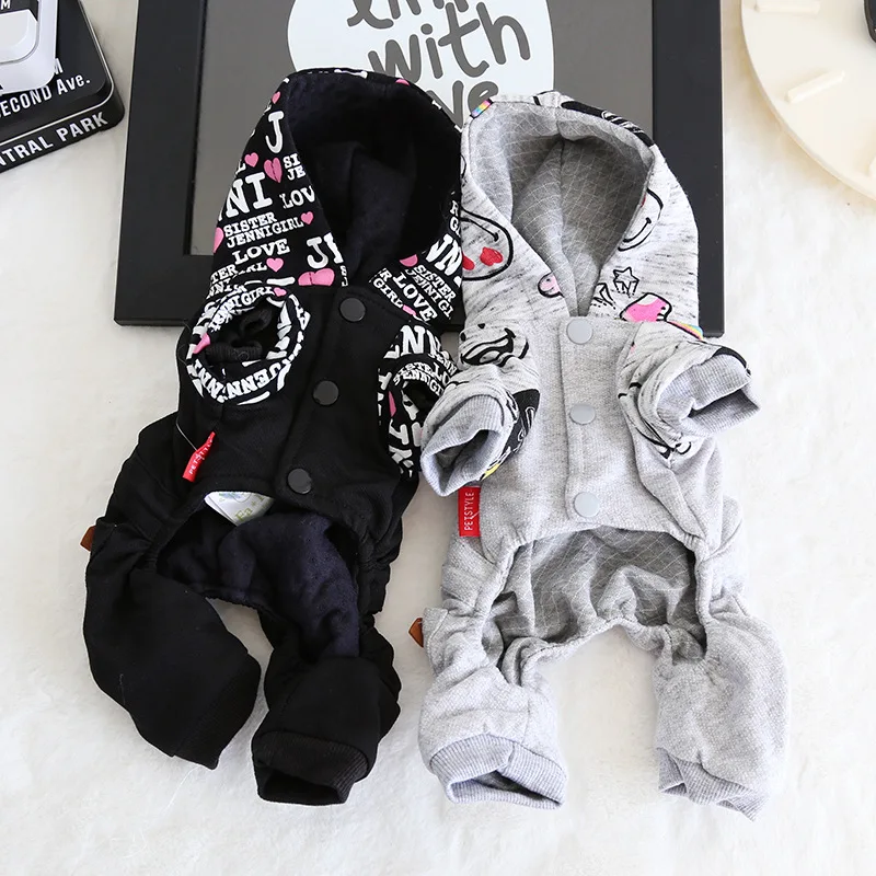 Fashion Printing Four Legs Jumpsuits for Dogs Black Grey Colors Xs-xl Sizes Dog Clothes Autumn and Winter Pet | Дом и сад