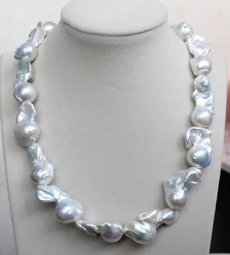 

18MM-25MM REAL HUGE AAA WHITE SOUTH SEA WHITE keshi reborn PEARL necklace 18"