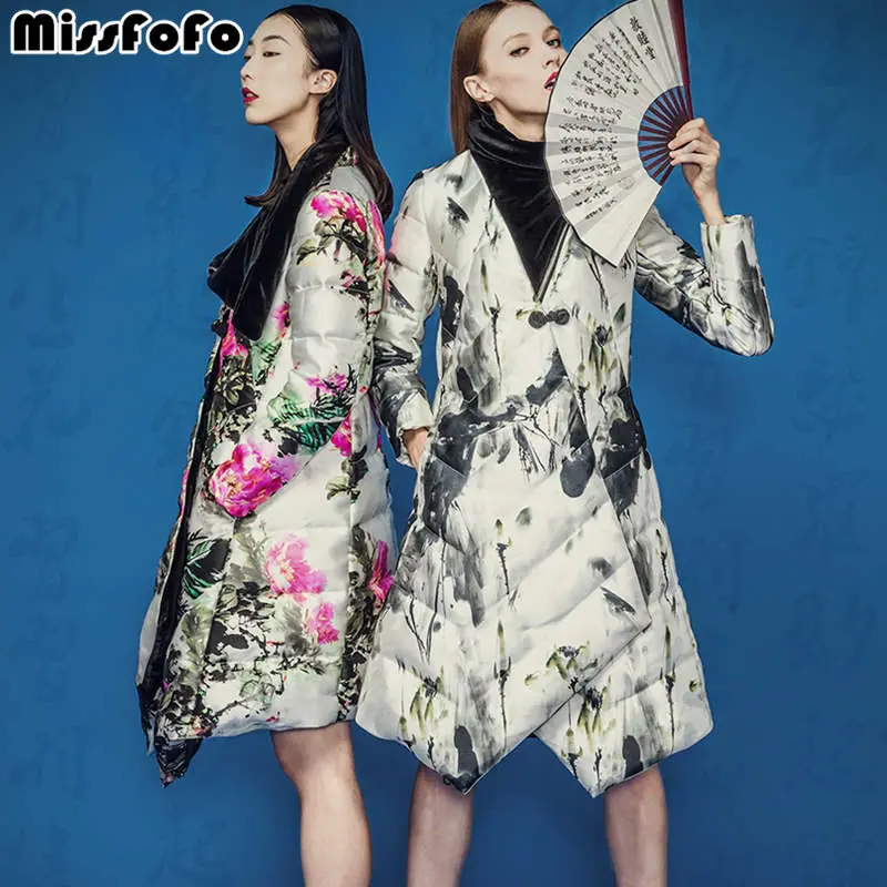 Женские пуховики Miss FoFo куртки с принтом C.L.J новинка 2018 модная женская парка