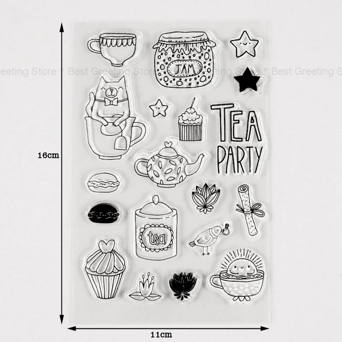 Весело чай вечерние штемпели с разными мелочами прозрачный afternoon tea марки пуля Журнал Блокнот ручной работы марки