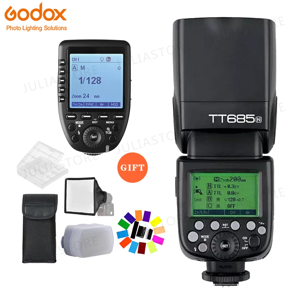 Вспышка для камеры Godox TT685N TTL 2 4 ГГц Высокая скорость 1/8000s GN60 + Xpro N беспроводной