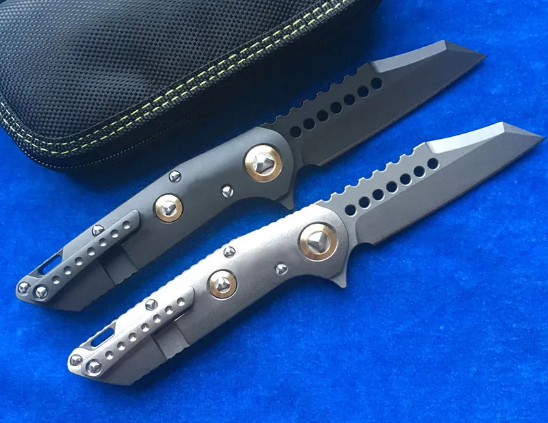 Складной нож LEMIFSHE MT02 Warhound Flipper лезвие D2 титановая ручка TC4 для кемпинга охоты ножи
