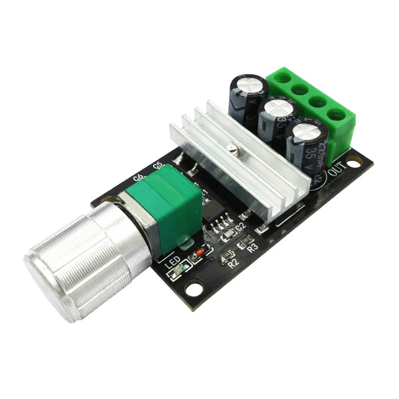 Переключатель контроля скорости двигателя PWM DC 6V 12V 24V 28V 3A Регулируемый 0%