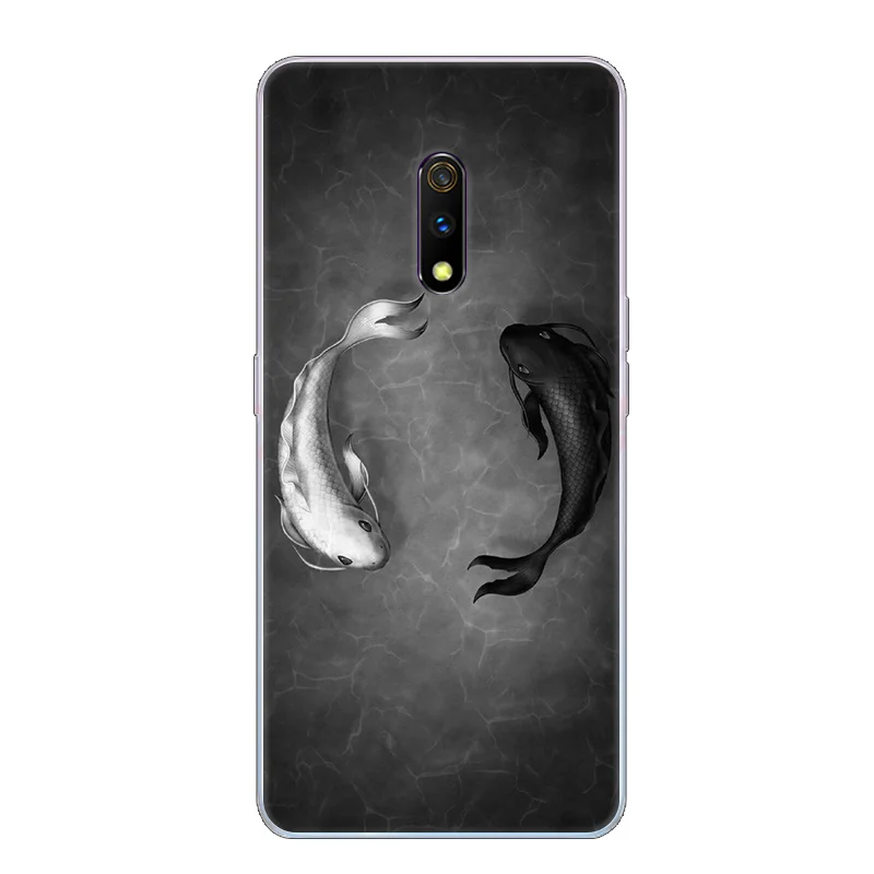 Cartoon Cat and Fish Case For OPPO Realme X TPU Painted Mobile Phone Shell Lovely Color Painting Case.17 Colors! |