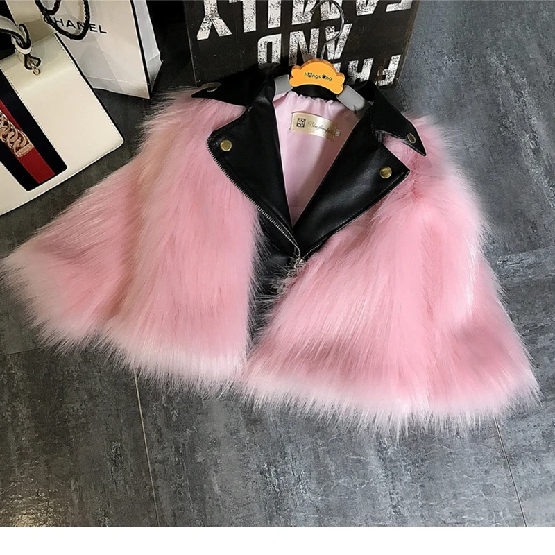 

Fashion Girls Fur Coat 2017 Faux Leather Fox Fur Motorcycle Jackets Mother Daughter Clothes Kids Girls Outwear TZ120