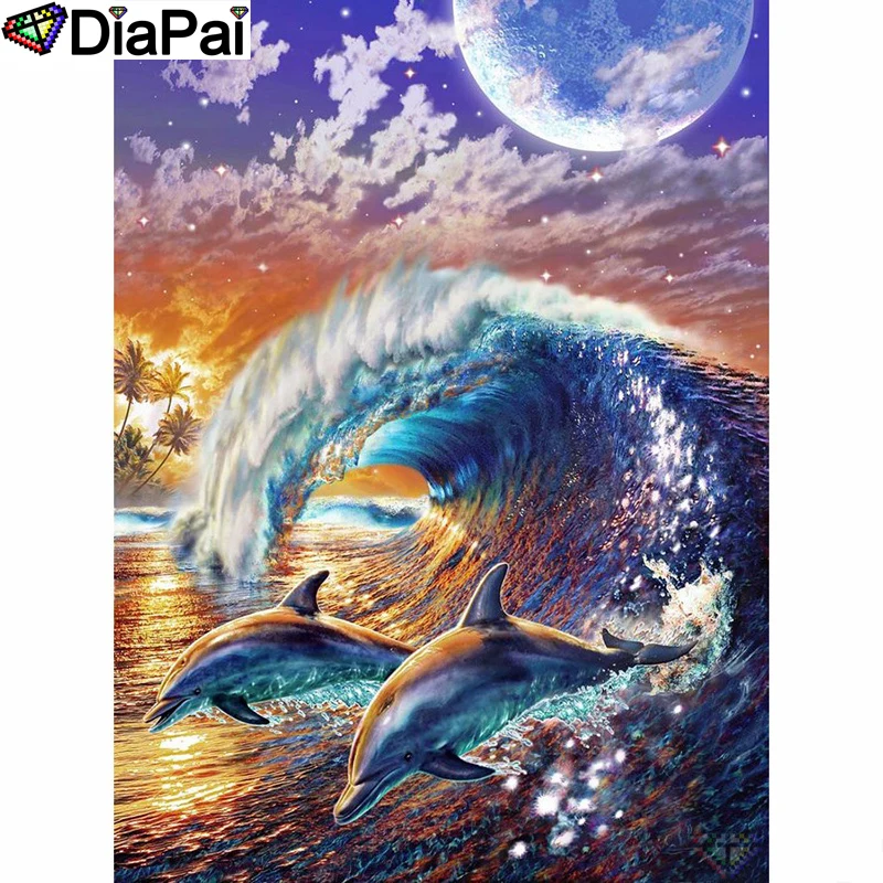 

DIAPAI Diamond Painting 5D DIY 100% Full Square/Round Drill "Animal dolphin" Diamond Embroidery Cross Stitch 3D Decor A24777