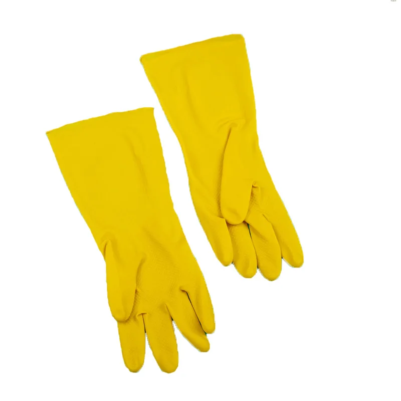 yellow 1 пара кухонных эластичных лент с длинными рукавами, перчатки для уборки с бархатом, теплые перчатки, домашние водонепроницаемые перчатки для мытья посуды - Цвет: yellow