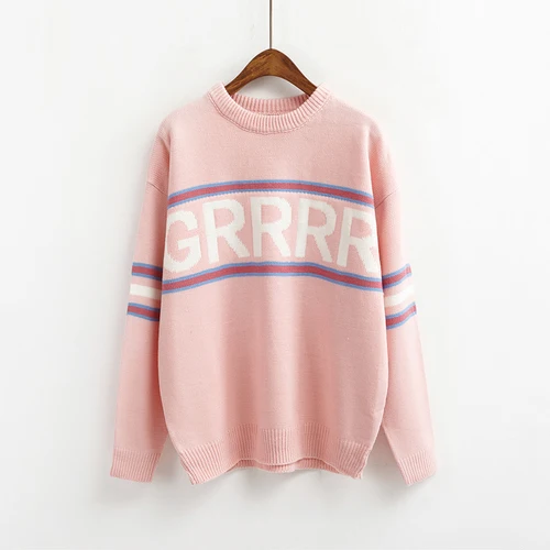 Women Sweaters and Pullovers 2020 Autumn Winter Korean Style Casual Letters Oversized Long Sleeve Jumper Tops Knitwear 2212 | Женская