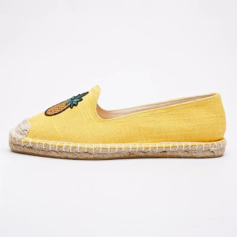 Модные повседневные женские Espadrilles туфли на плоской подошве в этническом стиле с