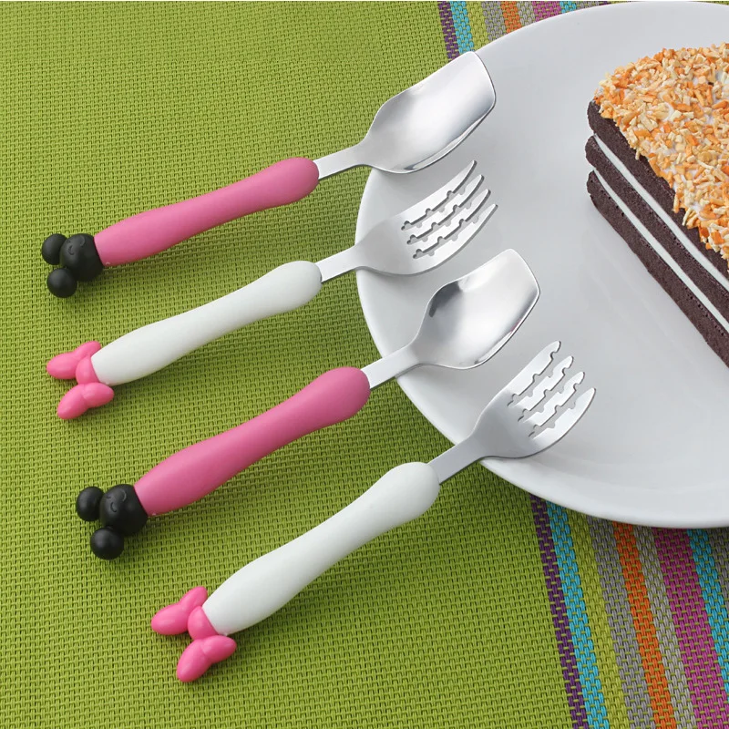 Детская Ложка Микки из нержавеющей стали вилка Минни креативная портативная для