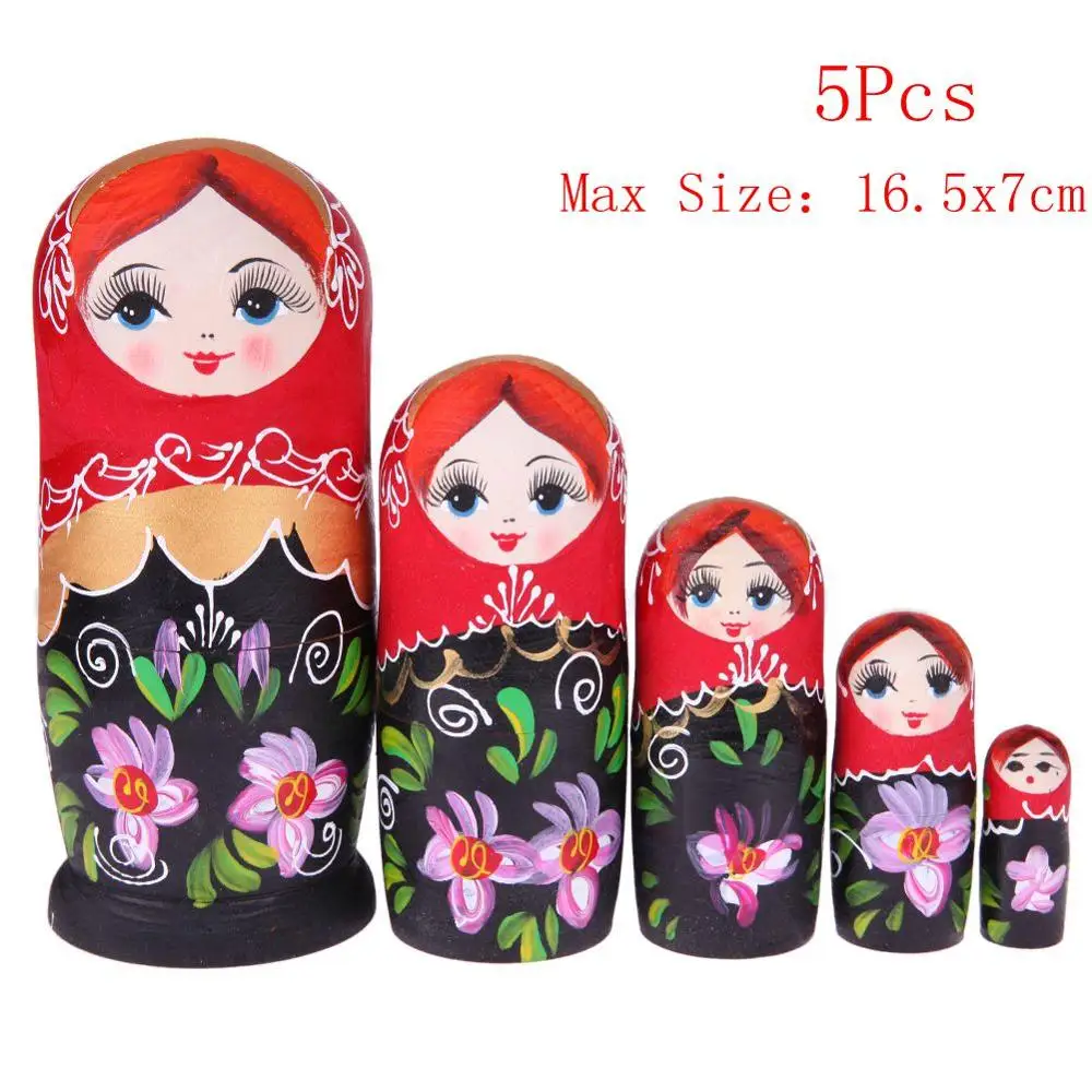 5pcs 10 шт деревянная матрешка куклы русские Матрешки Синий Цвет Окрашенные игрушки-матрешки украшение дома орнамент кулон подарочный набор - Цвет: 5pcs