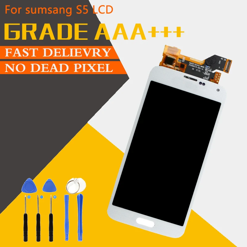 100% тестовый гарантия AAA Замена для Samsung Galaxy S5 G900M G900A LCD с дигитайзером сборка ЖК