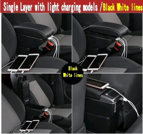 Single USB white Подлокотник для Fiesta - Название цвета: Single USB white