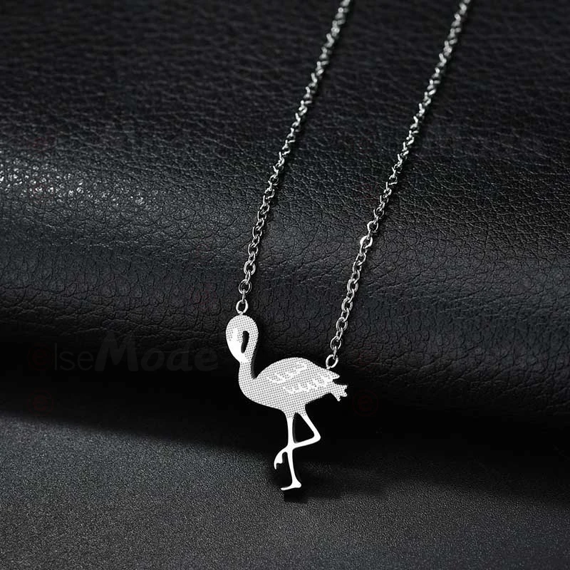 ELSEMODE простое ожерелье под золото колье из нержавеющей стали с красным журавлем