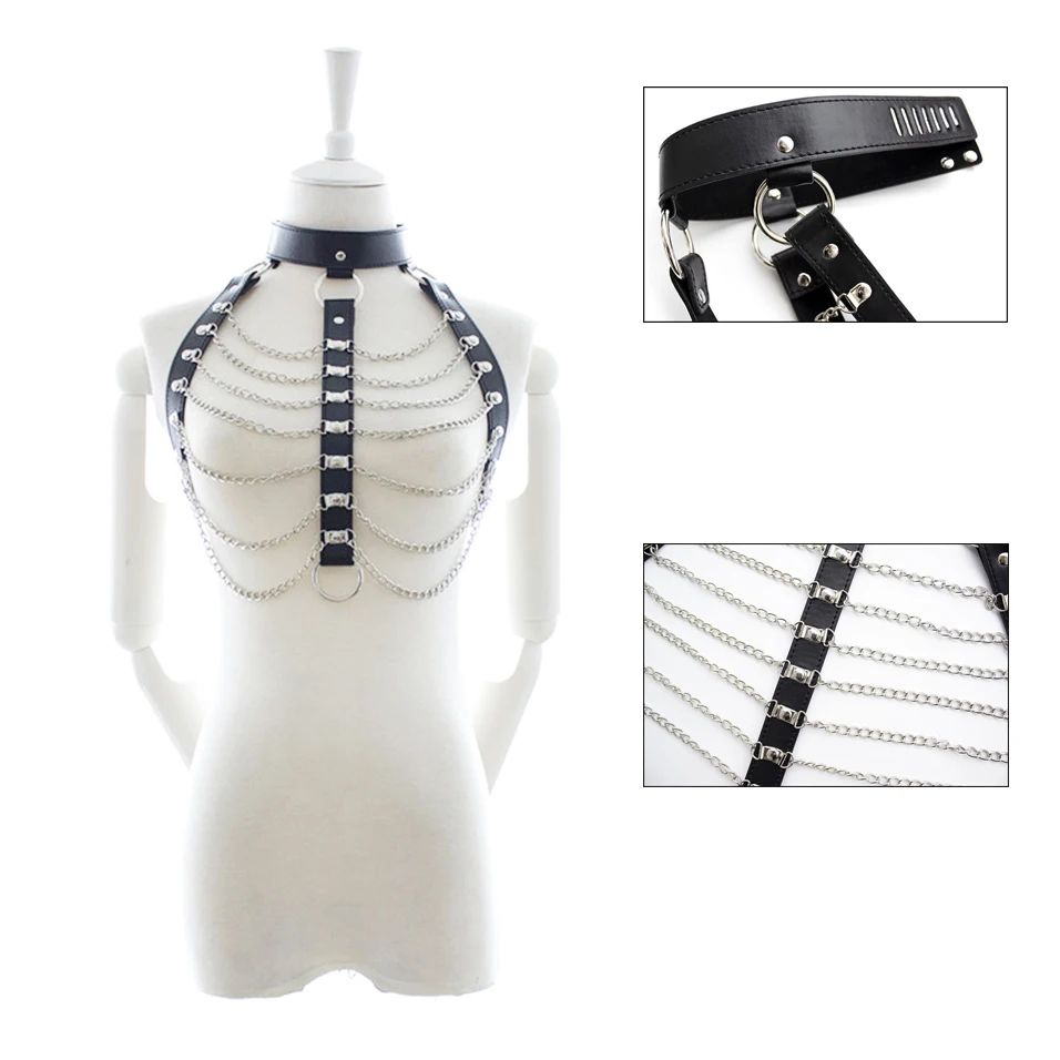 CamaTech сексуальный ошейник бондаж с металлической цепочкой женская кожаная