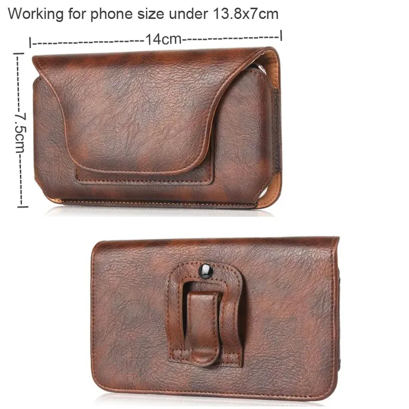Brown 14x7.5cm Кобурным зажимом для крепления на поясной ремень кожаный чехол для телефона чехол для sony Xperia L2/XA2 ультра/XA1 Плюс/XZ Premium/Z5 ультра/Z5 Плюс/Z5 премиум/E4G - Цвет: Brown 14x7.5cm