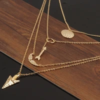 gilded multilayer sweater chain long pendants necklaces necklace for women angel wings arrow necklace drop shipping gift j30