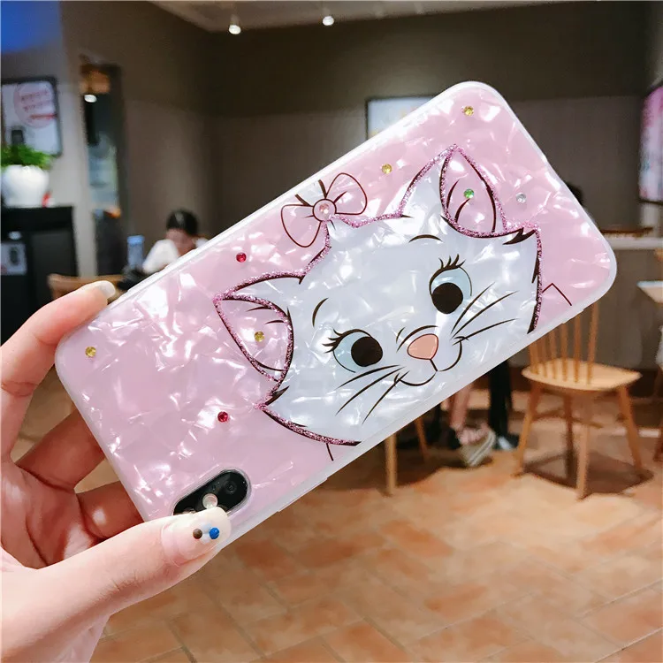 Мягкий силиконовый чехол для телефона с мультяшным бриллиантом Marie Cat для iphone XS MAX, милый розовый красивый чехол для iphone 6, 6 S, 7, 8 plus, X