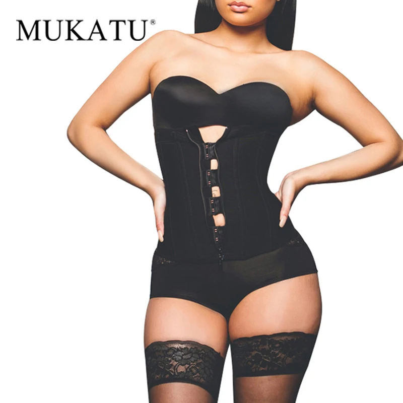 

MUKATU Hook Zipper Rubber Latex Waist Trainer Sexy Corsets and Bustiers Waist Cincher Corset Tops Slimming Shapewear