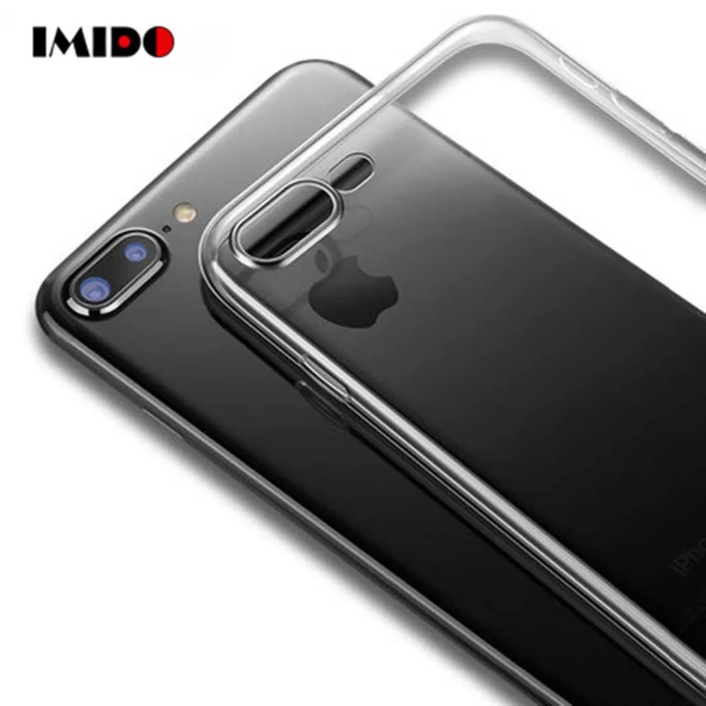 IMIDO Clear Ultra Thin Transparent Phone Case For iPhone 7 Soft TPU Cover X XR XS MAX 8 6 6S Plus 5S SE Coque |