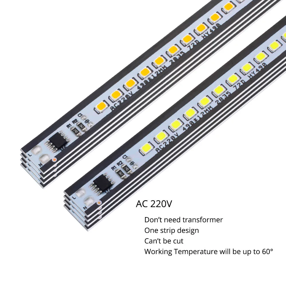 50 шт. светодиодный светильник 220 В 2835 SMD 72 s Шкаф для кухни подсветка высокой