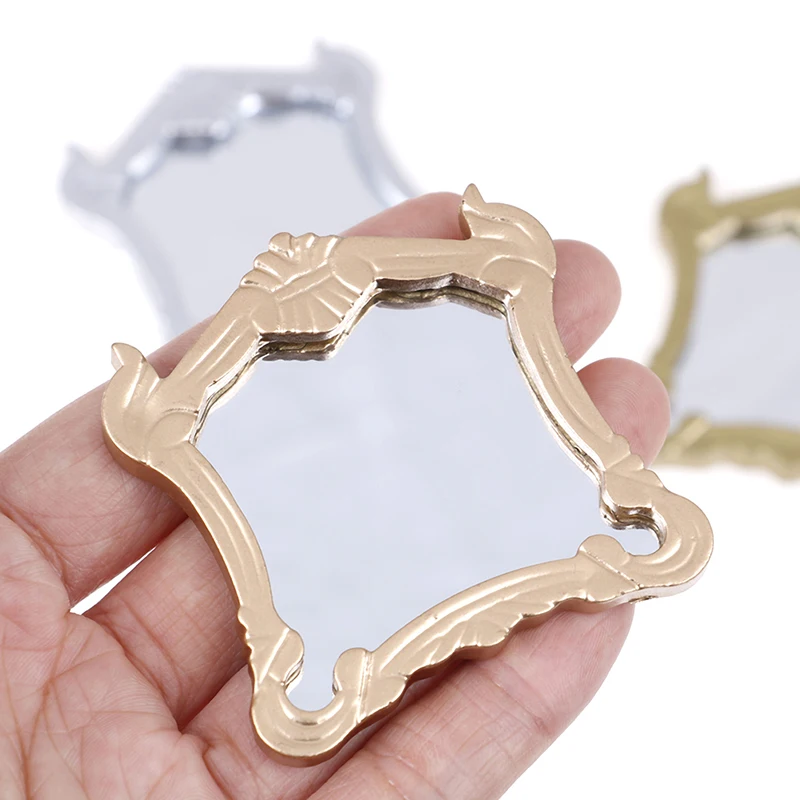 

1pc Accessories 1:12 Plastic Mirror Miniature Doll House Furniture European Frame Mirror Doll House Miniatures