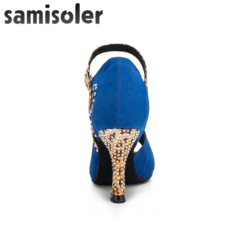 Samisoler синий/P Новая ткань сочетание блестящих лент Бальные модные танцевальные