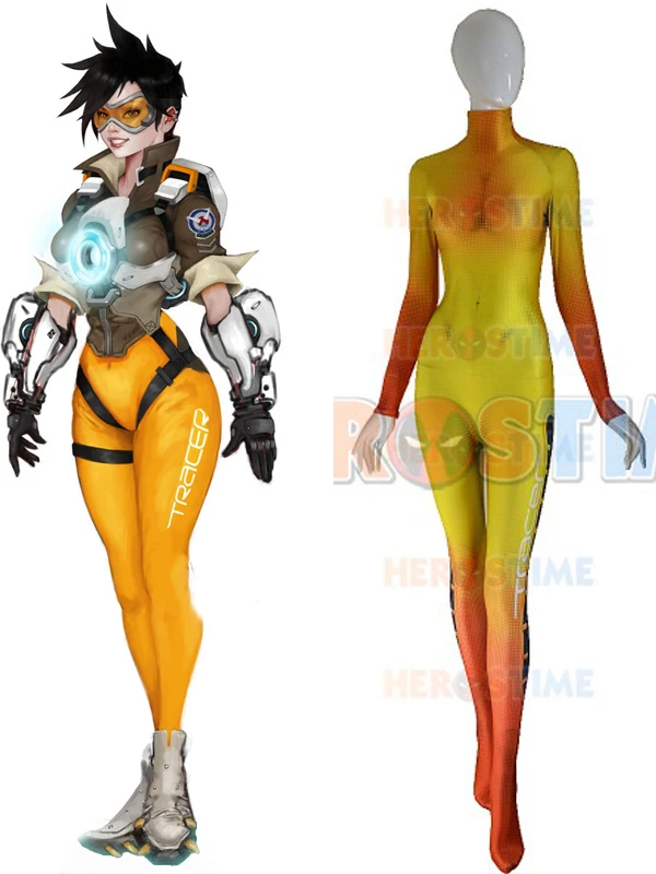 Горячая игра Tracer костюм нижний слой боди 3D принт Базовый косплей Облегающий