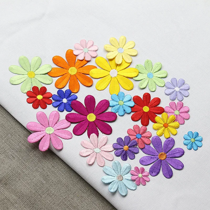 

AHYONNIEX Embroidered Applique Small Flowers Iron On Sew DIY Craft Patches for Clothing Pants Decor Accessories Different Size