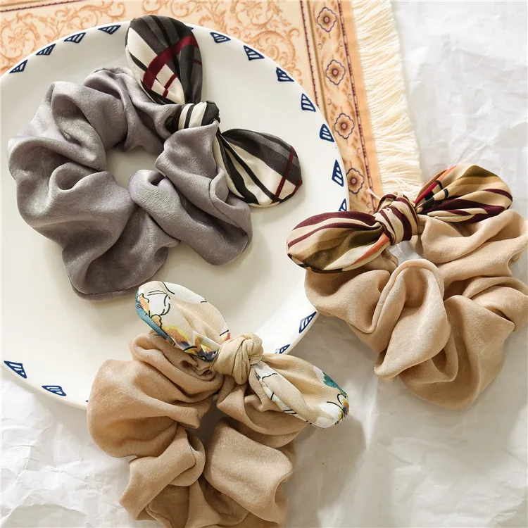 Hair ring simple bow hair accessories headdress elastic chiffon fabric multicolor band woman streamer girl |